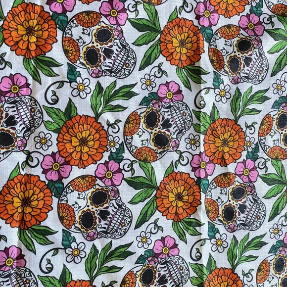 Day Of The Dead Rectangular Tablecloth Sugar Skull Floral Pattern Table Decor - Picture 6 of 9